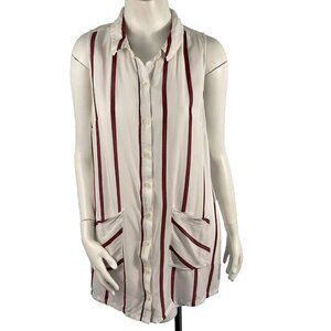 BCBGeneration Casual Button Down Shirt Dress Sleeveless White Striped - Medium